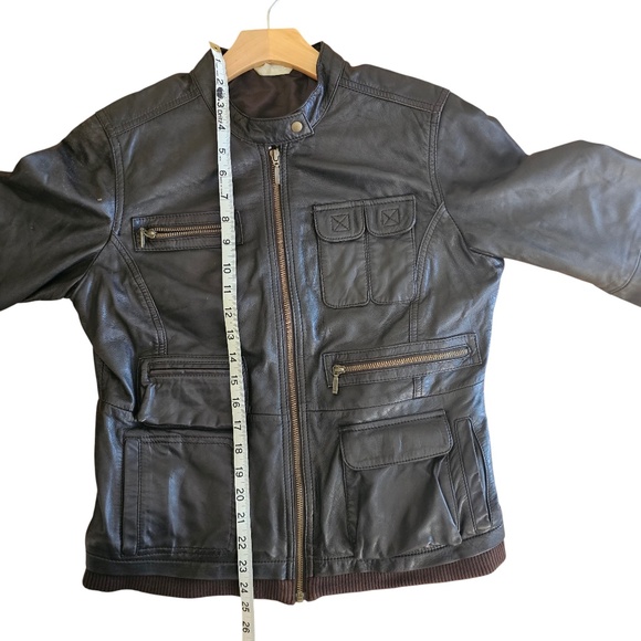 Promod women's leather vintage jacket in black - Picture 5 of 6
